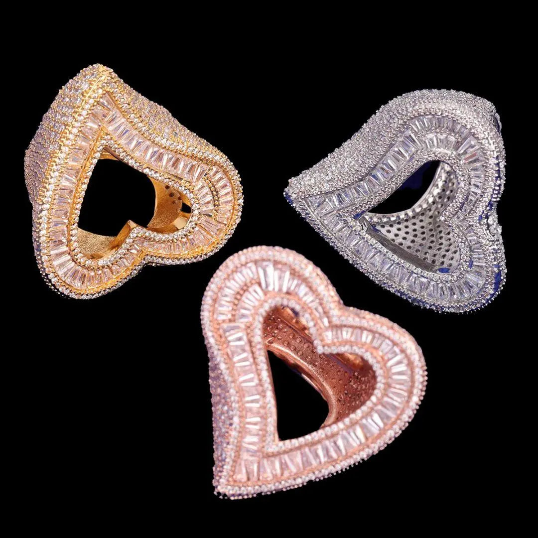 Open Heart Iced Out Ring - Cartice™LuxuryJewelryGoldSilverWatchBraceletNecklaceChainIced-outCubanMoissaniteTarnish-freeStainlessDurablePremiumShinePlatedStatementDiamondAffordable