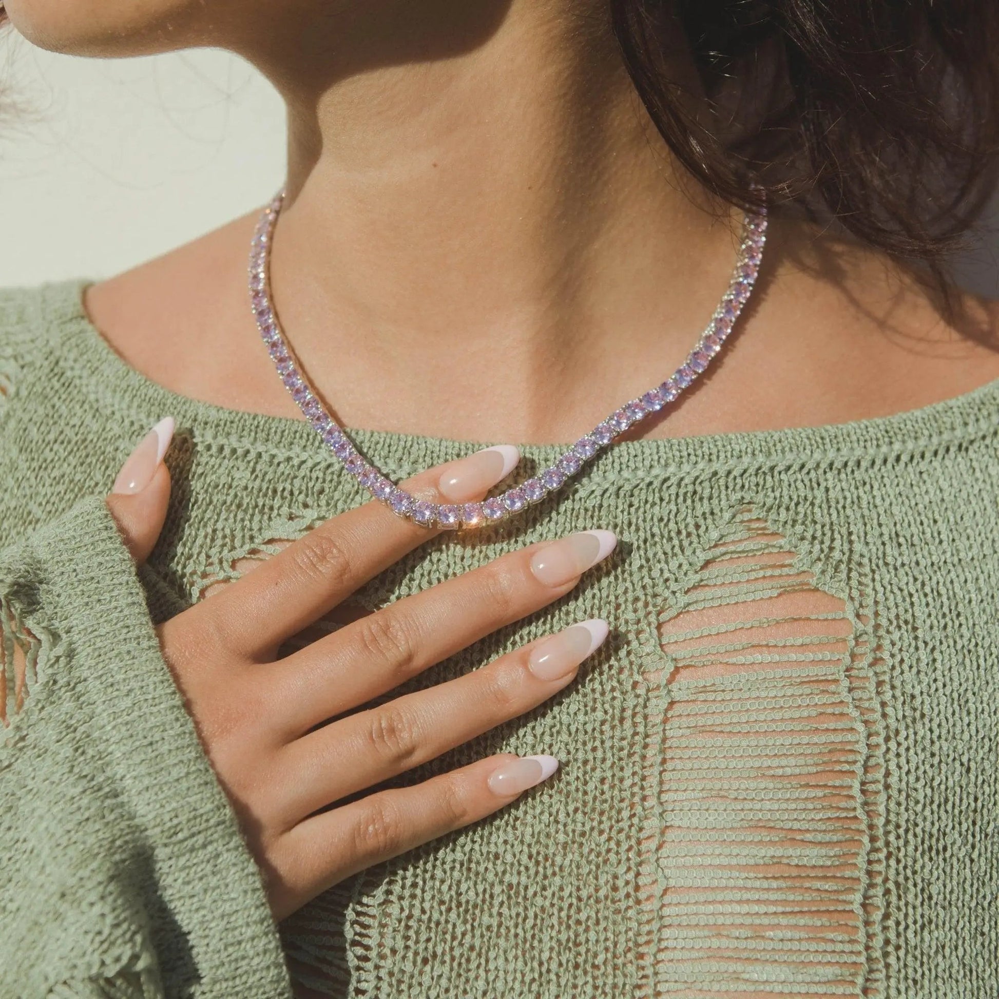 5mm Tennis Chain - Pastel Pink - Cartice™LuxuryJewelryGoldSilverWatchBraceletNecklaceChainIced-outCubanMoissaniteTarnish-freeStainlessDurablePremiumShinePlatedStatementDiamondAffordable