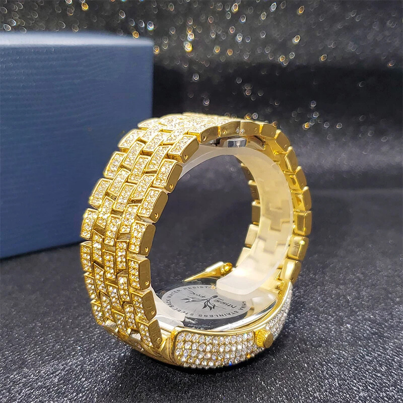Navette Gold Iced Out Watch
