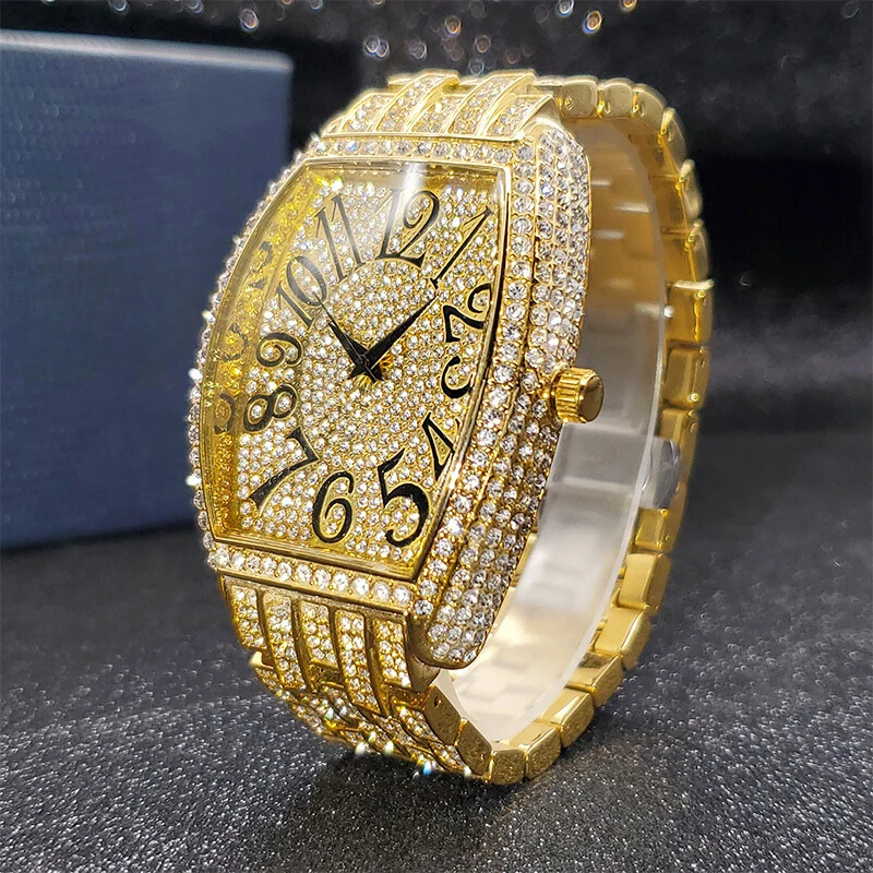 Navette Gold Iced Out Watch