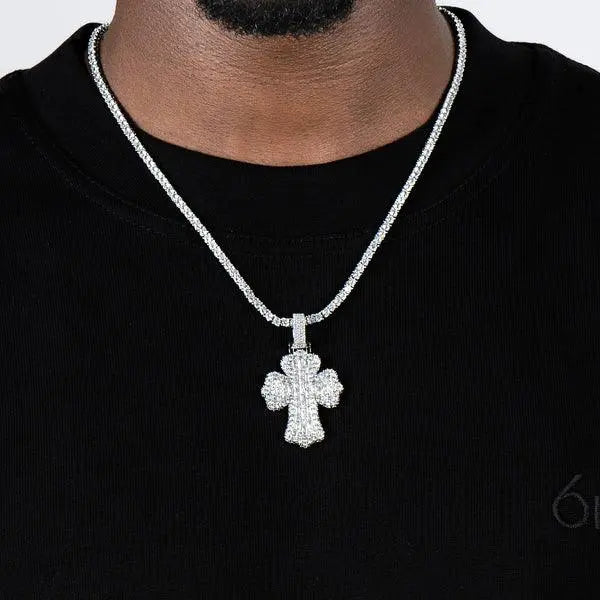 BAGUETTE CROSS PENDANT - Cartice™LuxuryJewelryGoldSilverWatchBraceletNecklaceChainIced-outCubanMoissaniteTarnish-freeStainlessDurablePremiumShinePlatedStatementDiamondAffordable