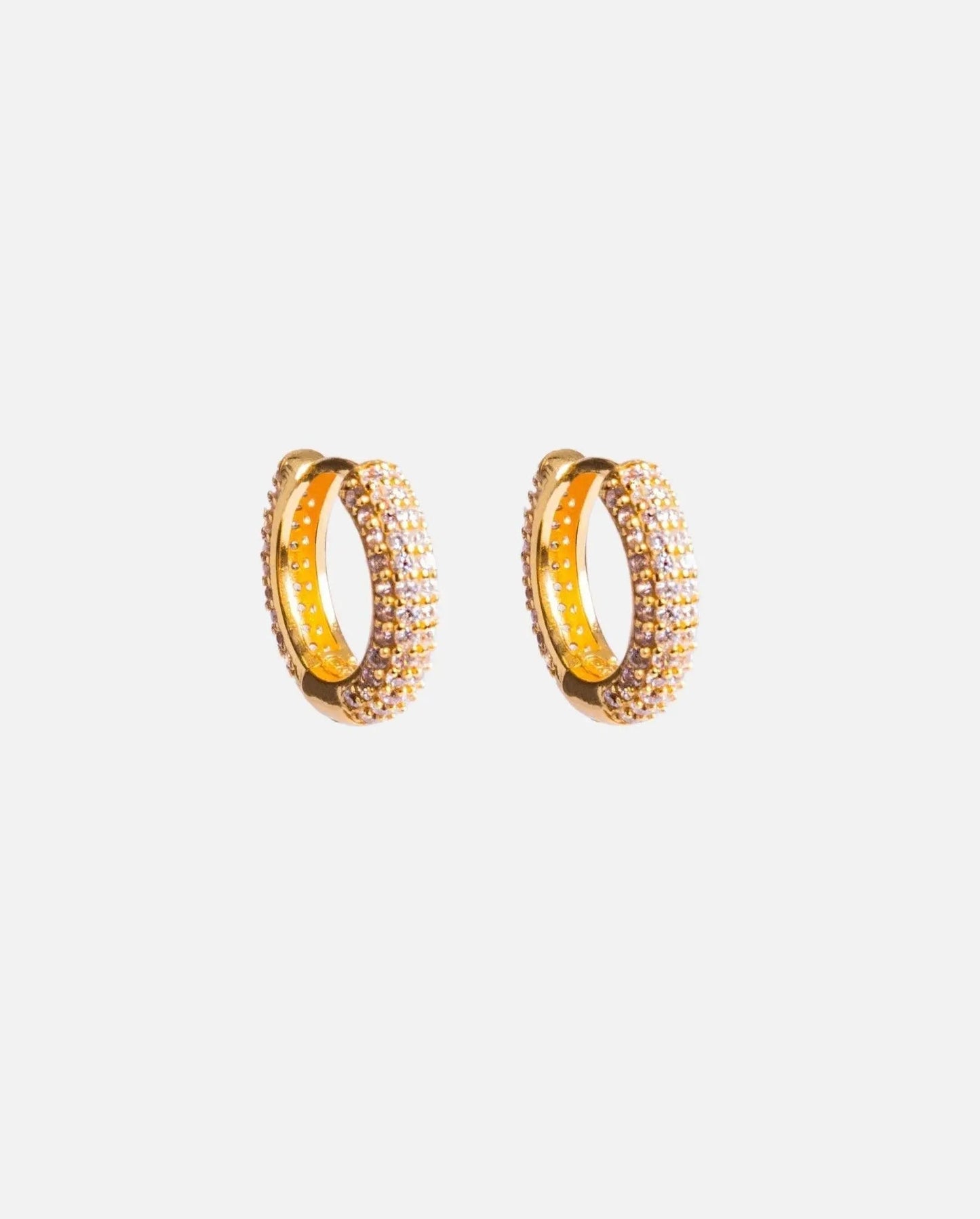 Iced Hoop Earrings - Gold - Cartice™LuxuryJewelryGoldSilverWatchBraceletNecklaceChainIced-outCubanMoissaniteTarnish-freeStainlessDurablePremiumShinePlatedStatementDiamondAffordable