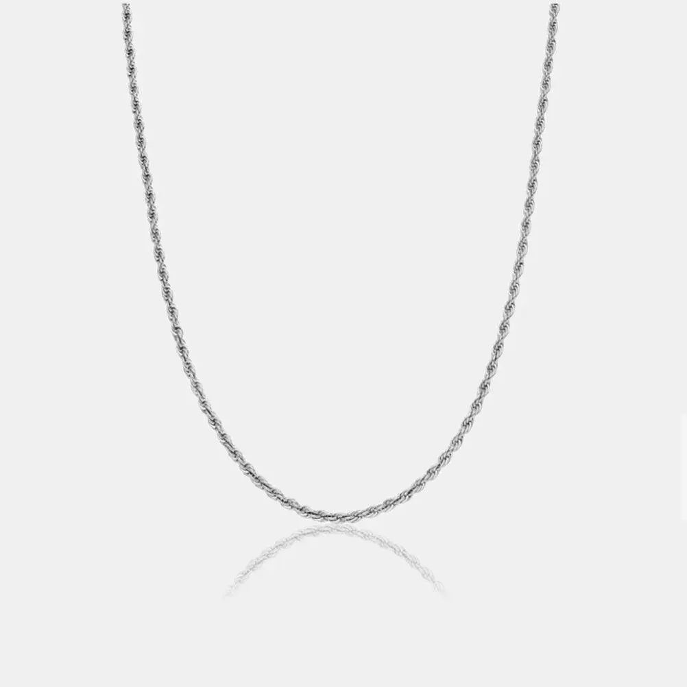 3mm Rope Chain - White Gold - Cartice™LuxuryJewelryGoldSilverWatchBraceletNecklaceChainIced-outCubanMoissaniteTarnish-freeStainlessDurablePremiumShinePlatedStatementDiamondAffordable