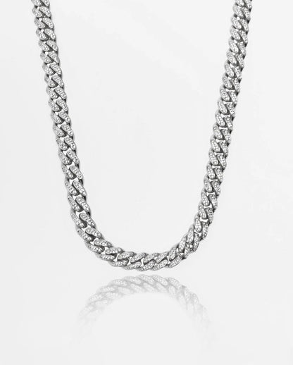 12mm Iced Cuban Link Chain - White Gold - Cartice™LuxuryJewelryGoldSilverWatchBraceletNecklaceChainIced-outCubanMoissaniteTarnish-freeStainlessDurablePremiumShinePlatedStatementDiamondAffordable