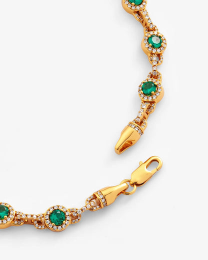 9mm Green Centre Stone Link Chain - Gold - Cartice™LuxuryJewelryGoldSilverWatchBraceletNecklaceChainIced-outCubanMoissaniteTarnish-freeStainlessDurablePremiumShinePlatedStatementDiamondAffordable