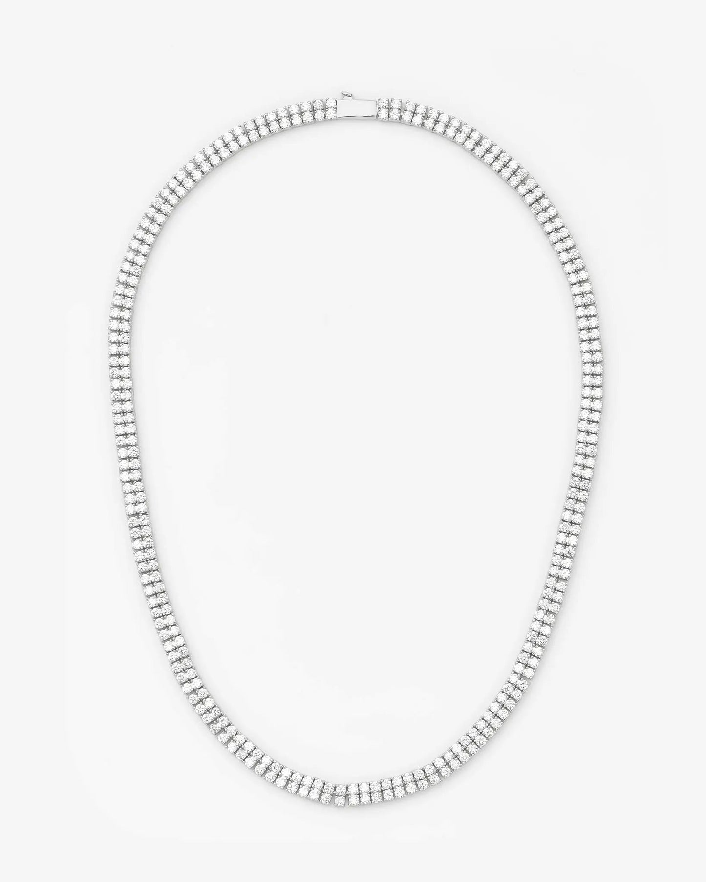 5mm Double Row Tennis Chain - White Gold - Cartice™LuxuryJewelryGoldSilverWatchBraceletNecklaceChainIced-outCubanMoissaniteTarnish-freeStainlessDurablePremiumShinePlatedStatementDiamondAffordable
