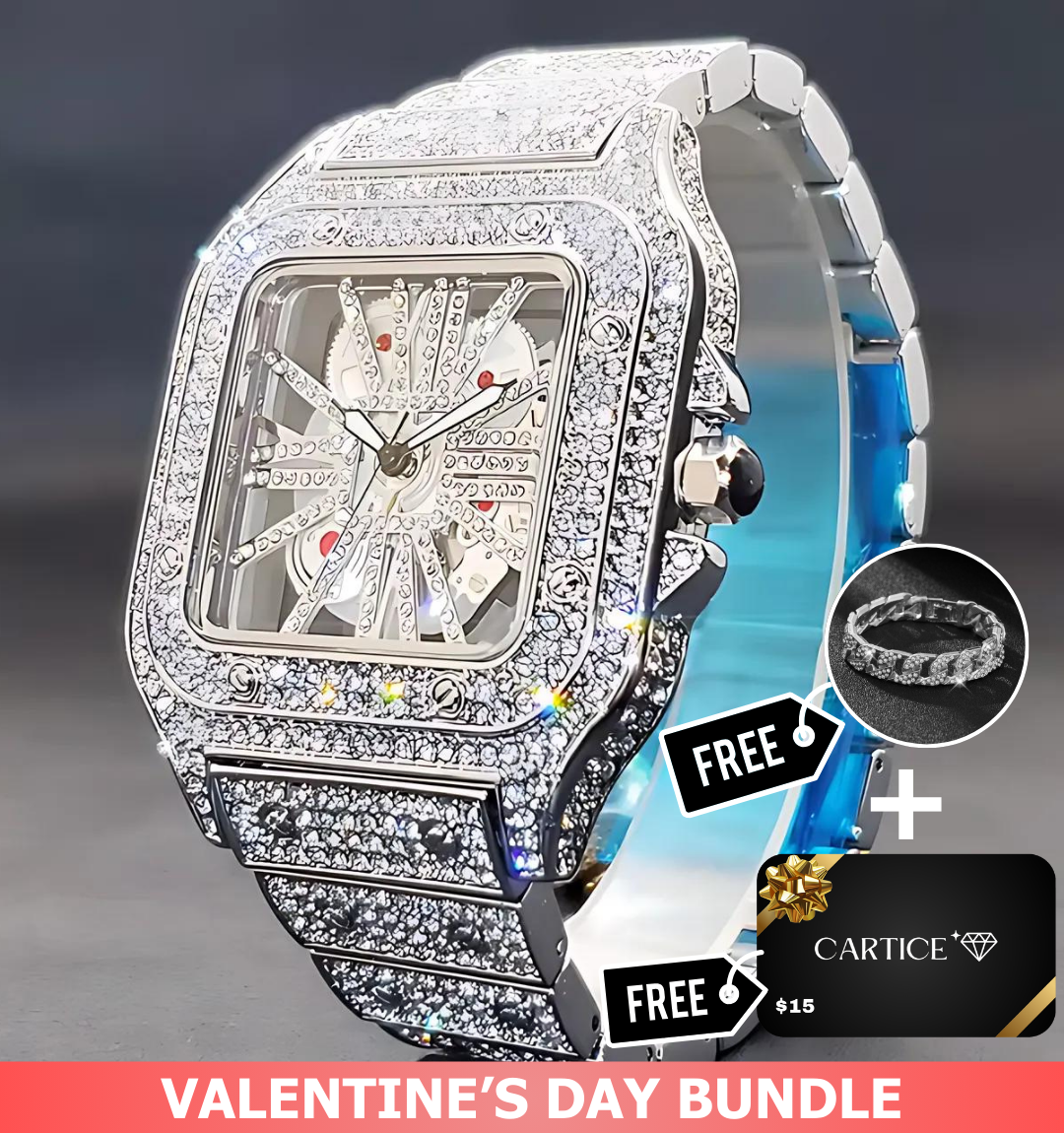 Skeleton Iced Out Watch