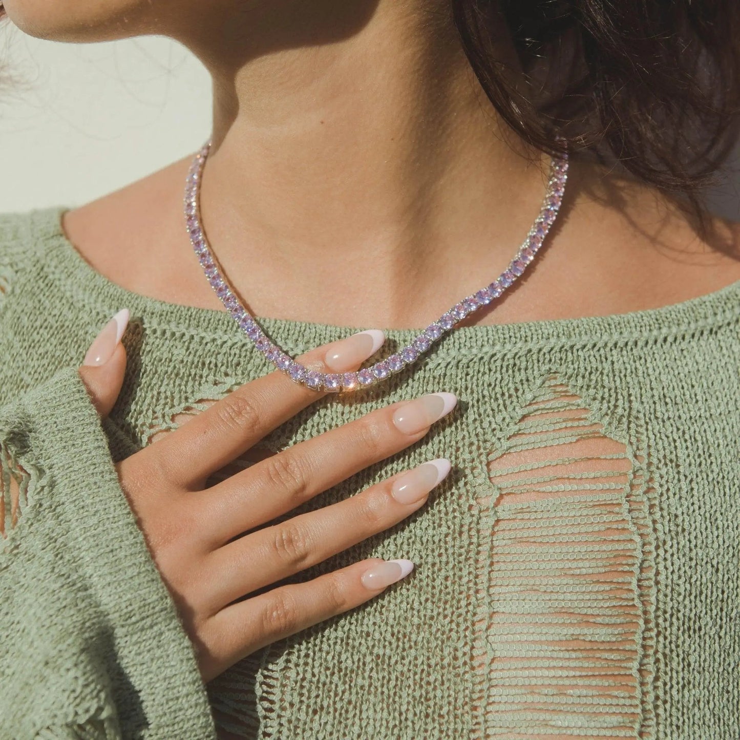 5mm Tennis Chain - Pastel Pink - Cartice™LuxuryJewelryGoldSilverWatchBraceletNecklaceChainIced-outCubanMoissaniteTarnish-freeStainlessDurablePremiumShinePlatedStatementDiamondAffordable