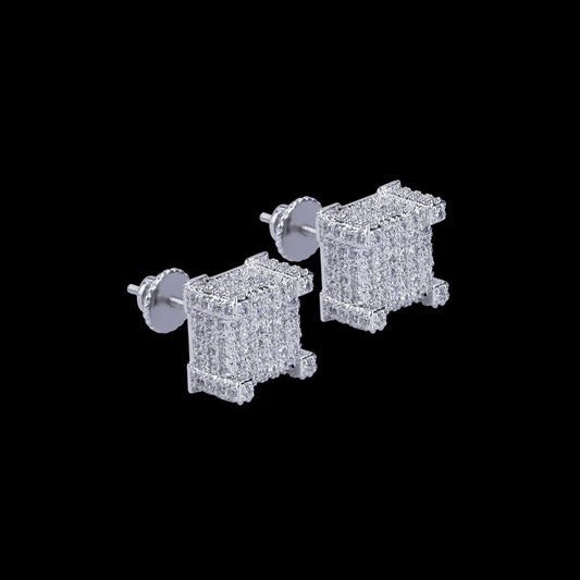 10MM Cursive Tennis Screw Iced Out Stud Earrings - Cartice™LuxuryJewelryGoldSilverWatchBraceletNecklaceChainIced-outCubanMoissaniteTarnish-freeStainlessDurablePremiumShinePlatedStatementDiamondAffordable