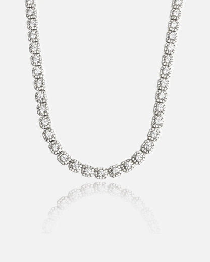 7mm Clustered Tennis Chain - White Gold - Cartice™LuxuryJewelryGoldSilverWatchBraceletNecklaceChainIced-outCubanMoissaniteTarnish-freeStainlessDurablePremiumShinePlatedStatementDiamondAffordable