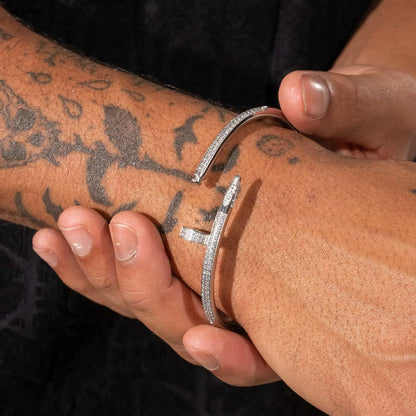 Iced Nail Bracelet - White Gold - Cartice™LuxuryJewelryGoldSilverWatchBraceletNecklaceChainIced-outCubanMoissaniteTarnish-freeStainlessDurablePremiumShinePlatedStatementDiamondAffordable