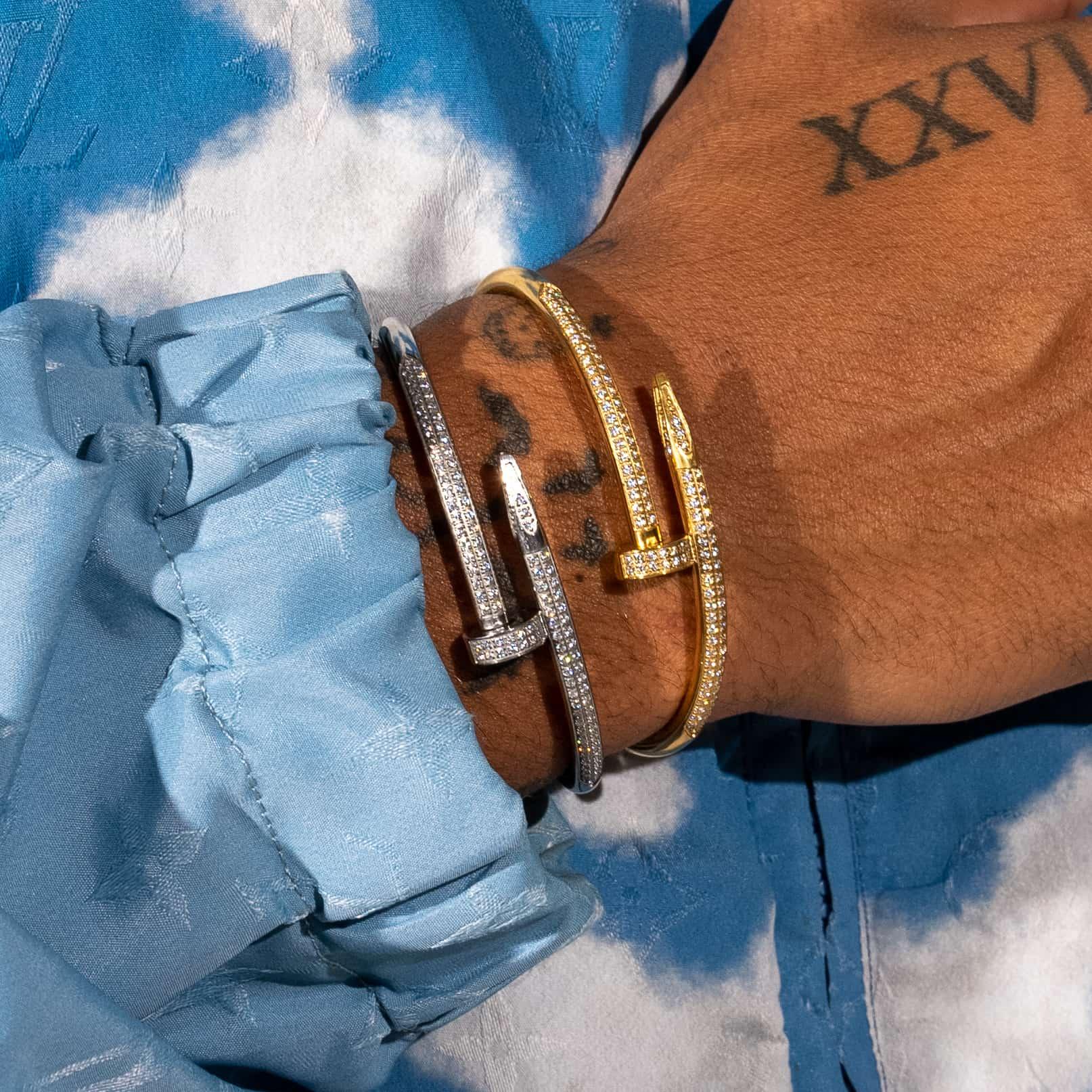 Iced Nail Bracelet - Gold - Cartice™LuxuryJewelryGoldSilverWatchBraceletNecklaceChainIced-outCubanMoissaniteTarnish-freeStainlessDurablePremiumShinePlatedStatementDiamondAffordable