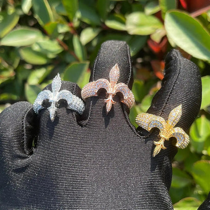 The Fleur De Lys Iced Out Ring - Cartice™LuxuryJewelryGoldSilverWatchBraceletNecklaceChainIced-outCubanMoissaniteTarnish-freeStainlessDurablePremiumShinePlatedStatementDiamondAffordable