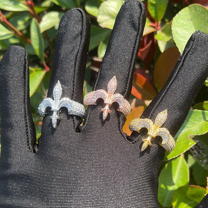 The Fleur De Lys Iced Out Ring - Cartice™LuxuryJewelryGoldSilverWatchBraceletNecklaceChainIced-outCubanMoissaniteTarnish-freeStainlessDurablePremiumShinePlatedStatementDiamondAffordable