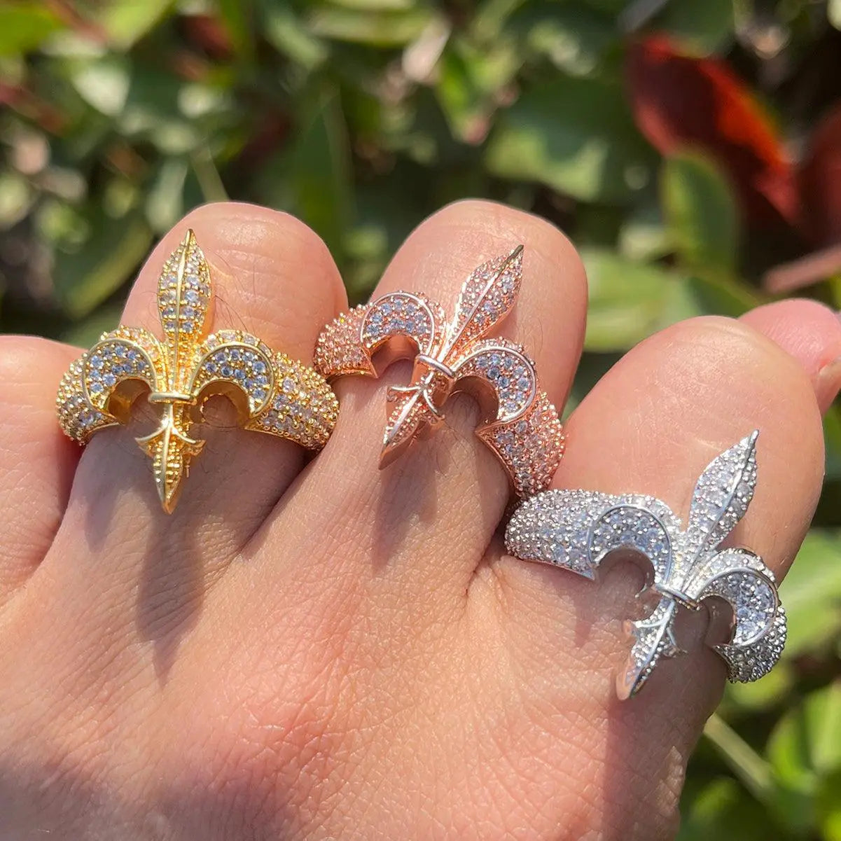 The Fleur De Lys Iced Out Ring - Cartice™LuxuryJewelryGoldSilverWatchBraceletNecklaceChainIced-outCubanMoissaniteTarnish-freeStainlessDurablePremiumShinePlatedStatementDiamondAffordable