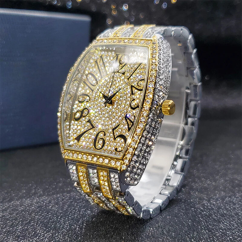 Navette Gold Iced Out Watch