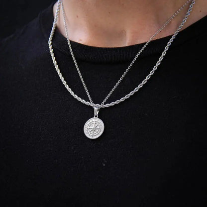 COMPASS CHAIN + PENDANT - Cartice™LuxuryJewelryGoldSilverWatchBraceletNecklaceChainIced-outCubanMoissaniteTarnish-freeStainlessDurablePremiumShinePlatedStatementDiamondAffordable