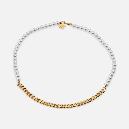 Pearl Cuban Necklace - Gold - Cartice™LuxuryJewelryGoldSilverWatchBraceletNecklaceChainIced-outCubanMoissaniteTarnish-freeStainlessDurablePremiumShinePlatedStatementDiamondAffordable