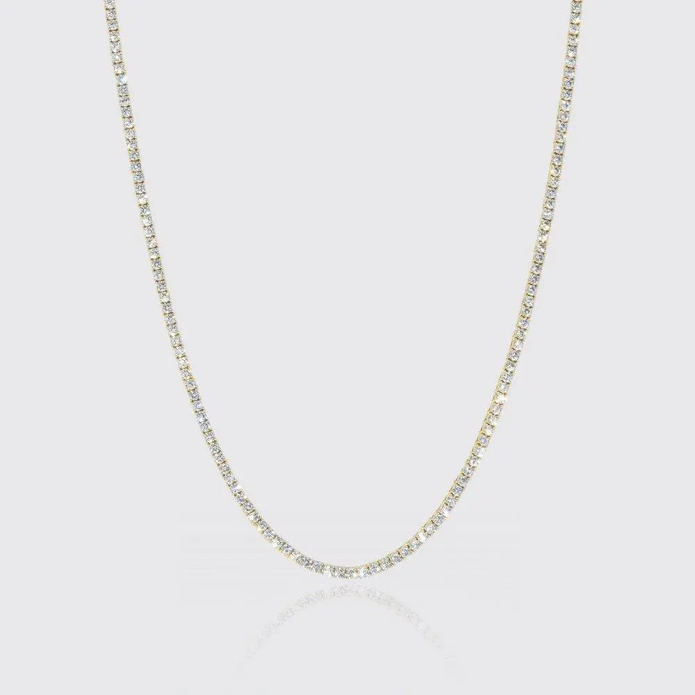TENNIS CHAIN 3MM - Gold - Cartice™LuxuryJewelryGoldSilverWatchBraceletNecklaceChainIced-outCubanMoissaniteTarnish-freeStainlessDurablePremiumShinePlatedStatementDiamondAffordable